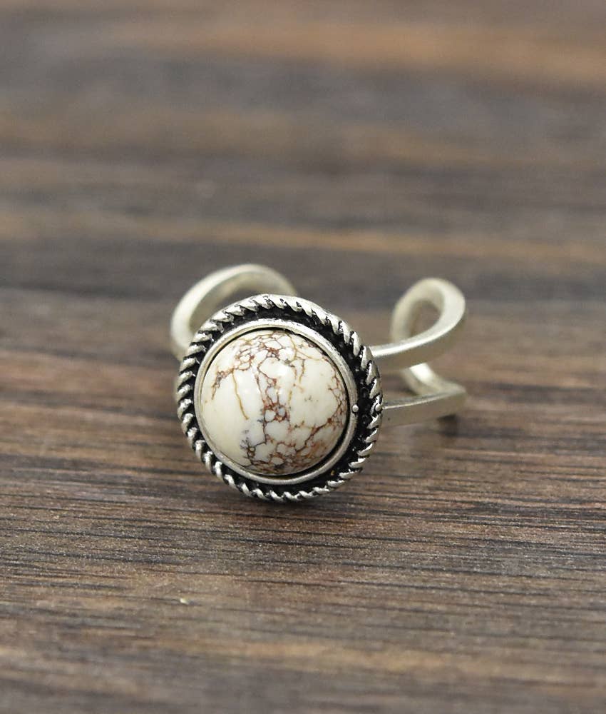 White Turquoise Adjustable Ring