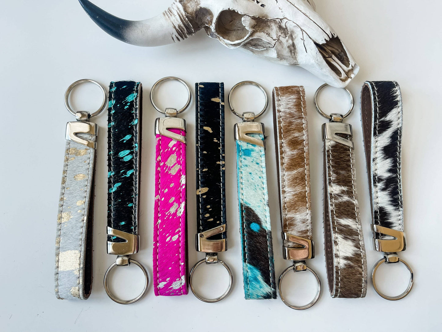 Western Hair On Cowhide Keychain
