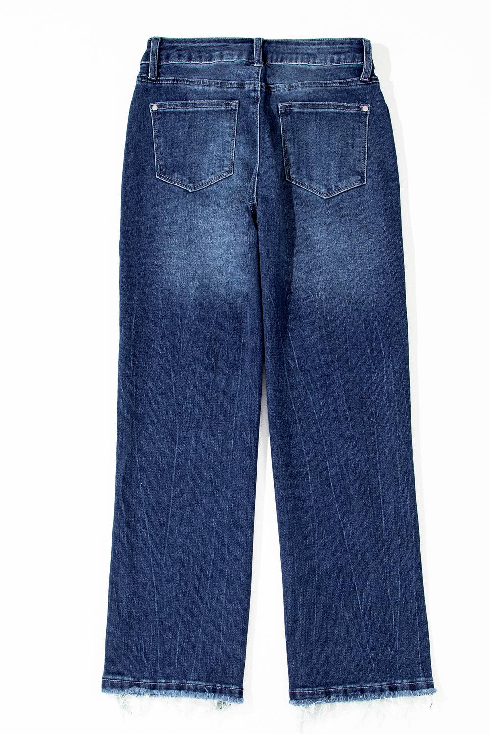 Blue Raw Hem High Waist Flared