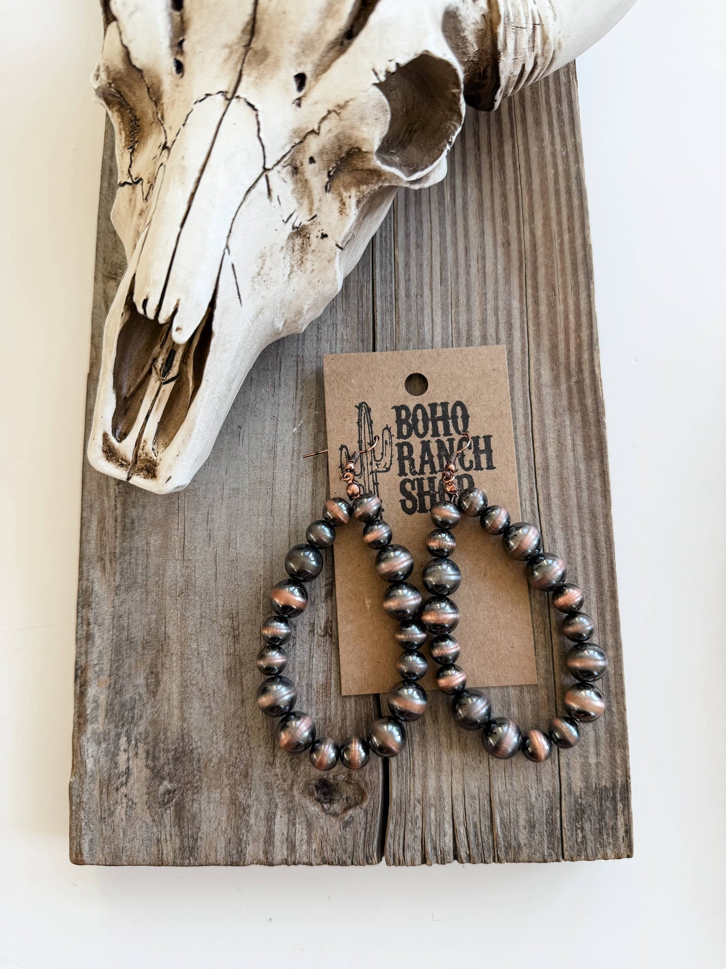 Western Navajo Style Pearl Hoop Earrings