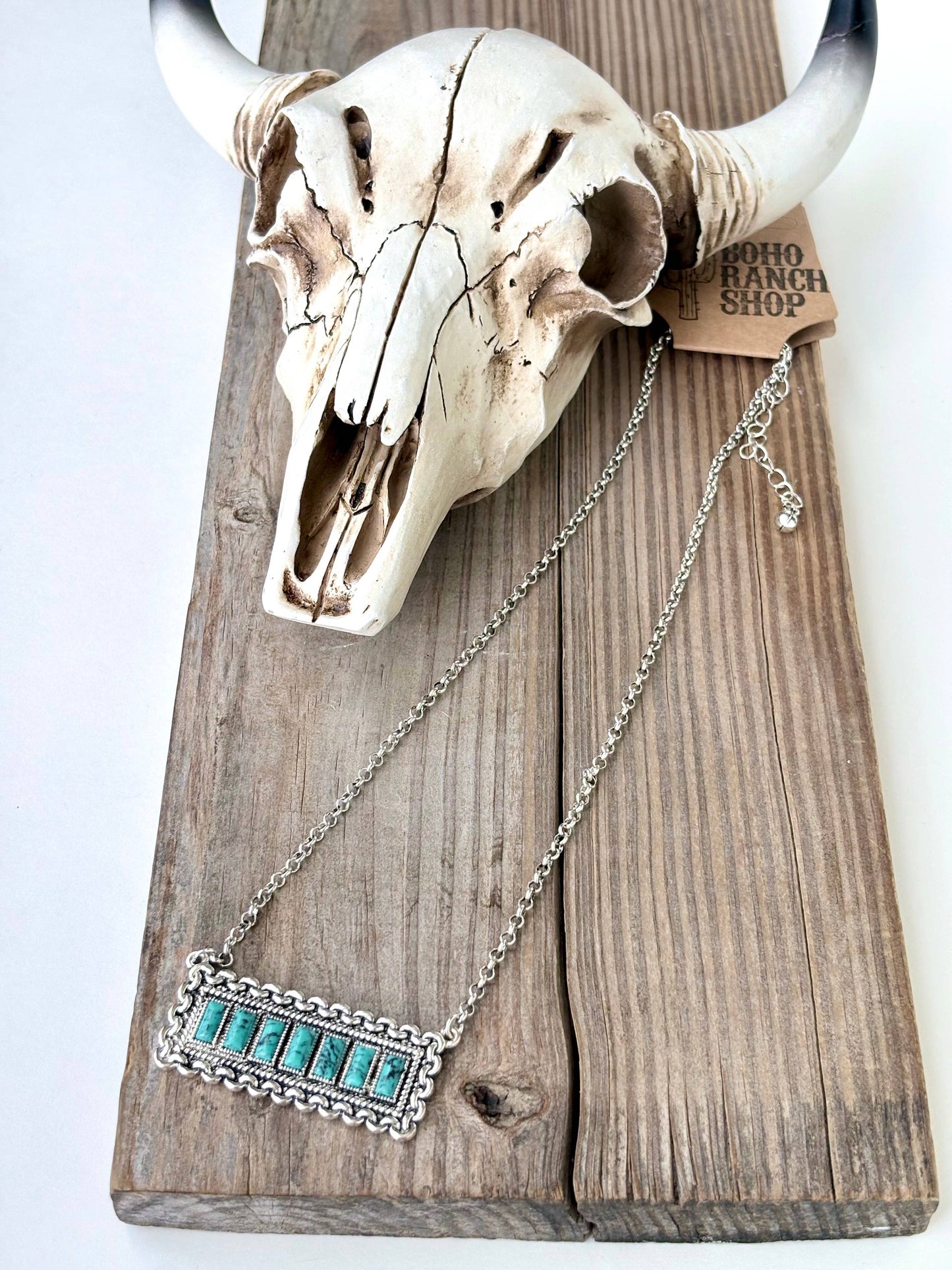 Turquoise Stone Bar Necklace