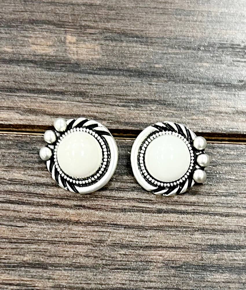 12mm White Turquoise Studs