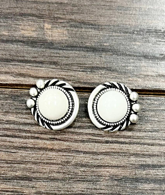 12mm White Turquoise Studs