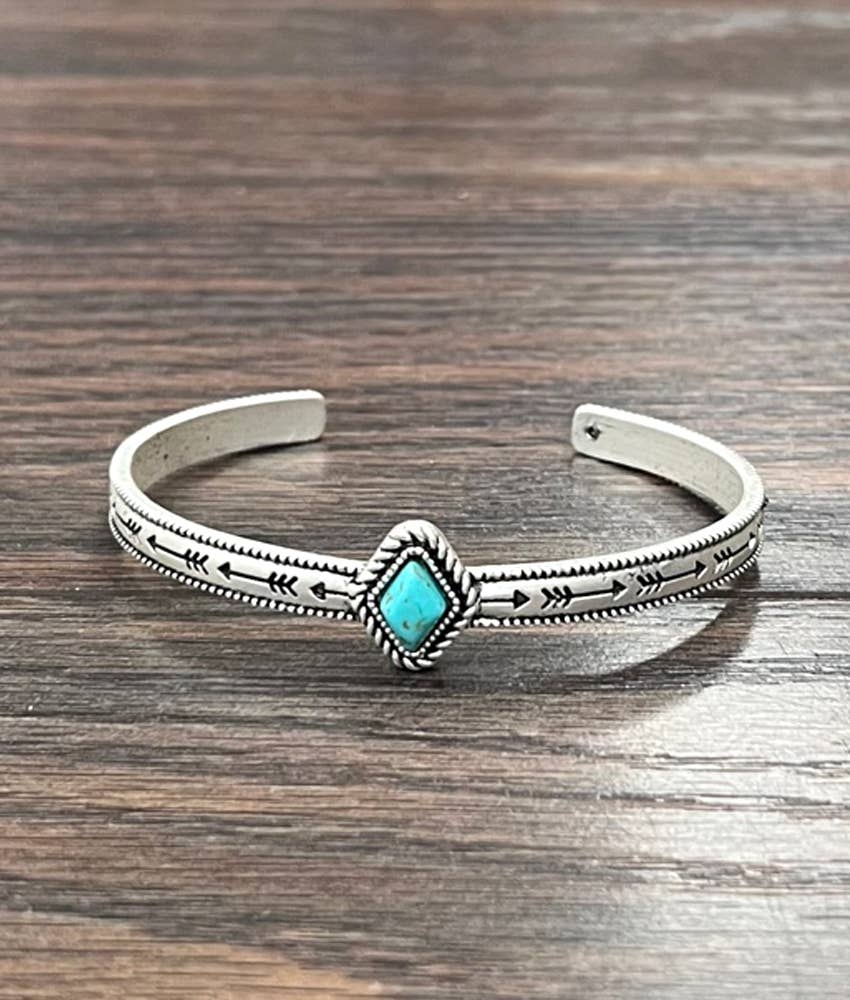 10mm Diamond Turquoise Cuff Bracelet