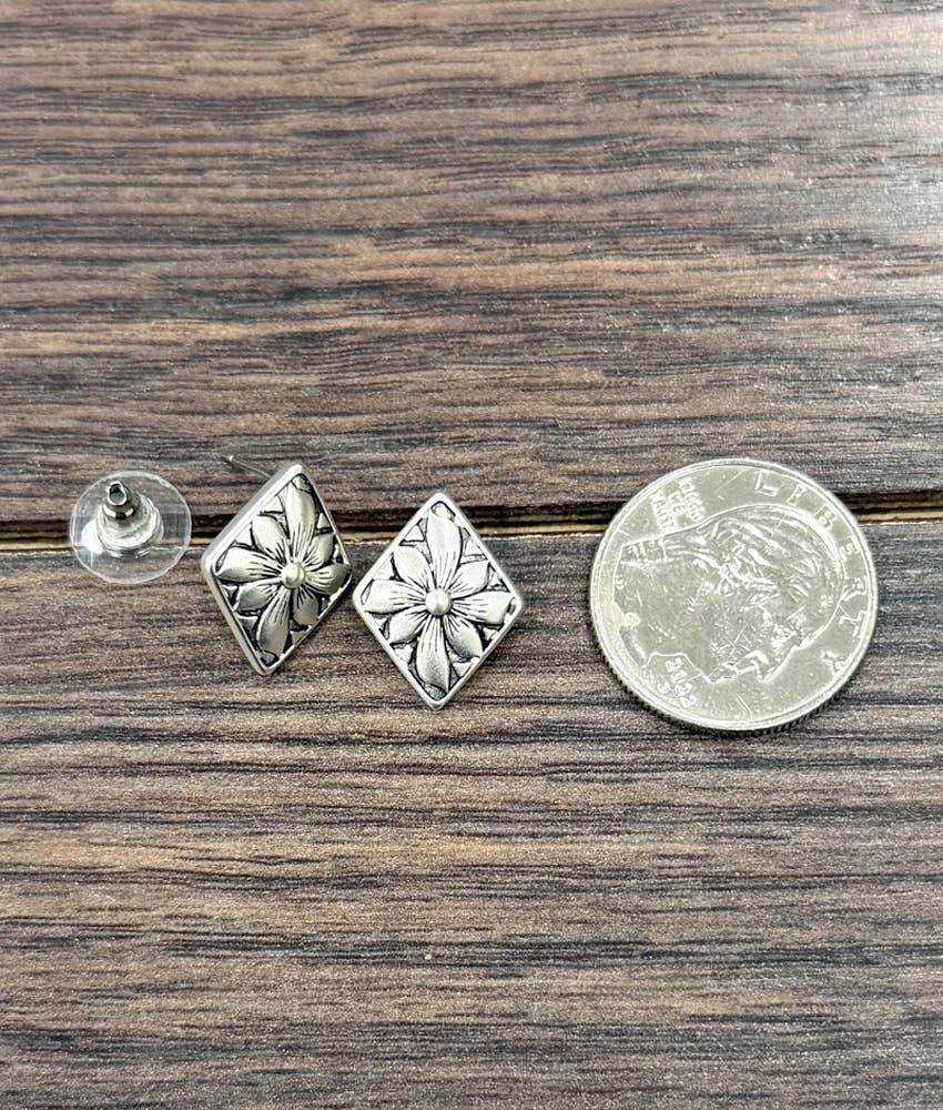Brass Flower Stud Earrings