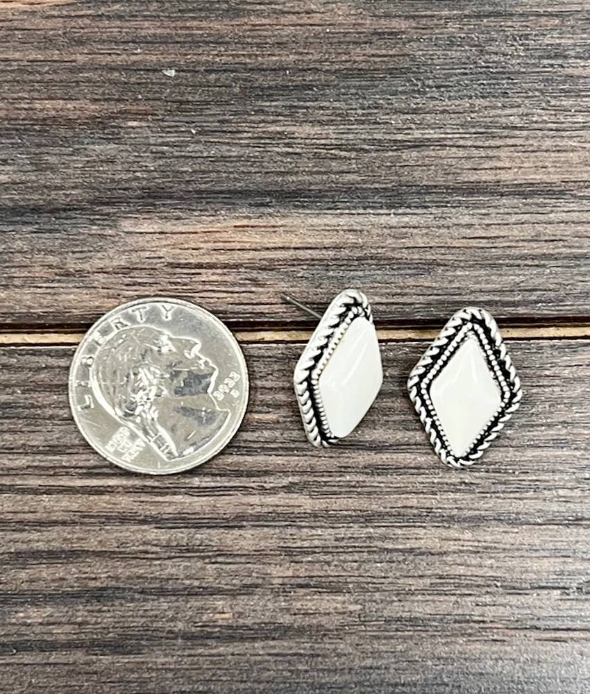 White Turquoise Stud Earrings