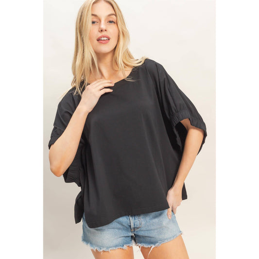 Oversized Elastic Cuff Blouse