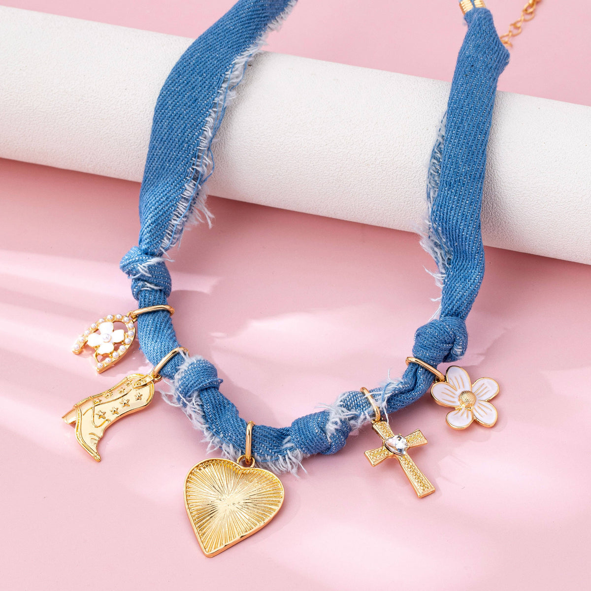 Denim Cowboy Charm Necklace
