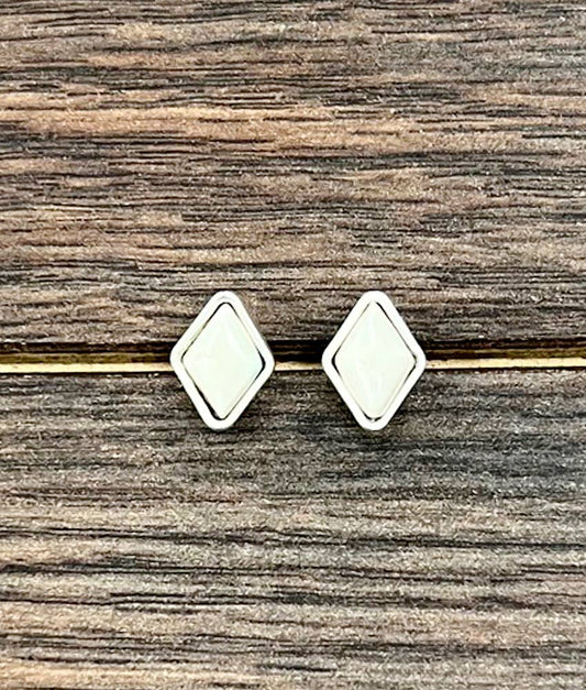 Diamond White Turquoise Studs