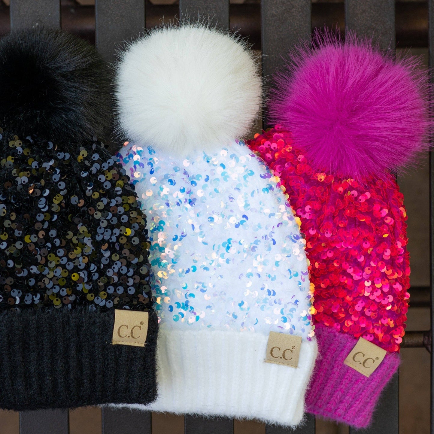 CC Kids Sequin Fur Pom Beanie - Kids Hat