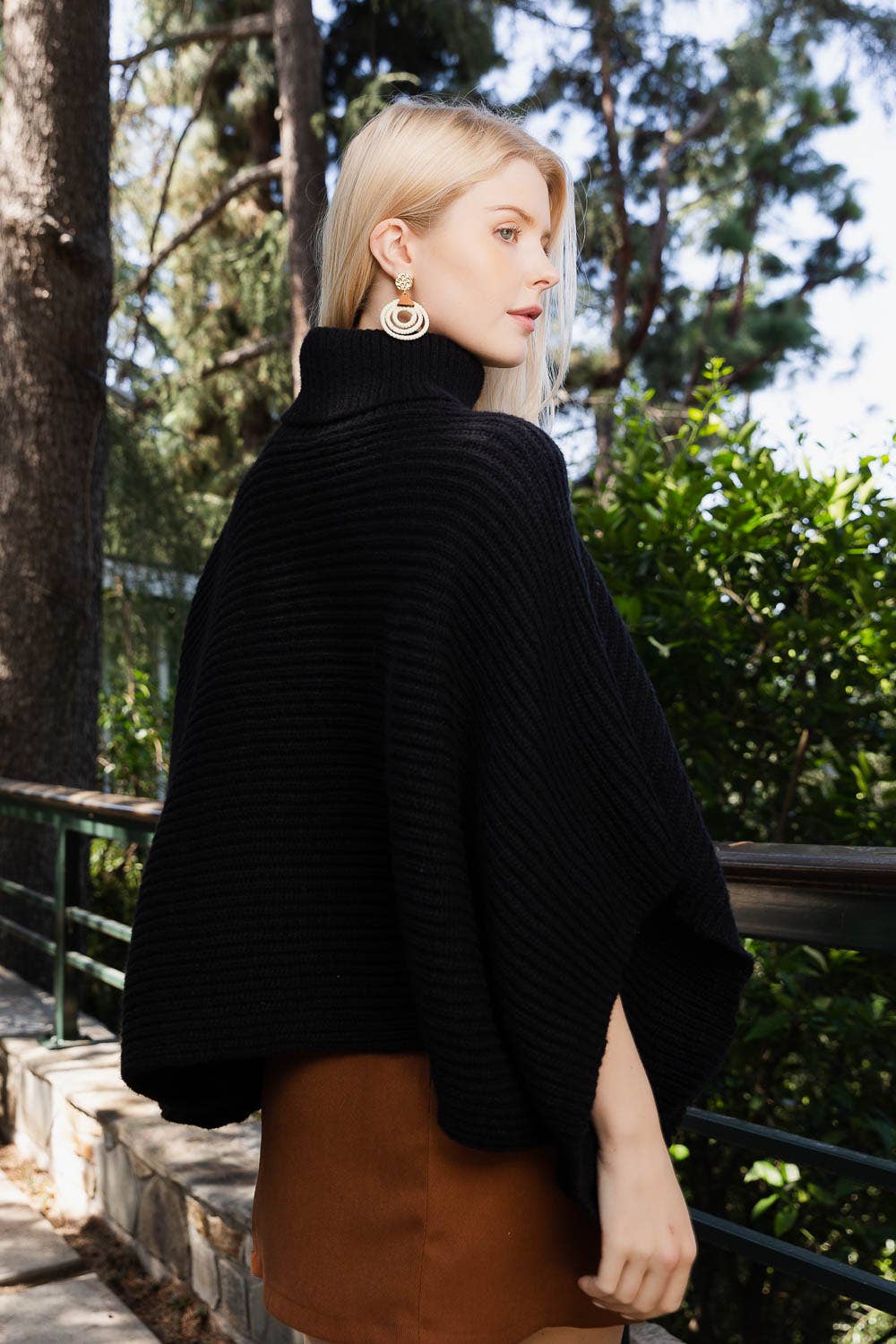 Ribbed Poncho Sweater