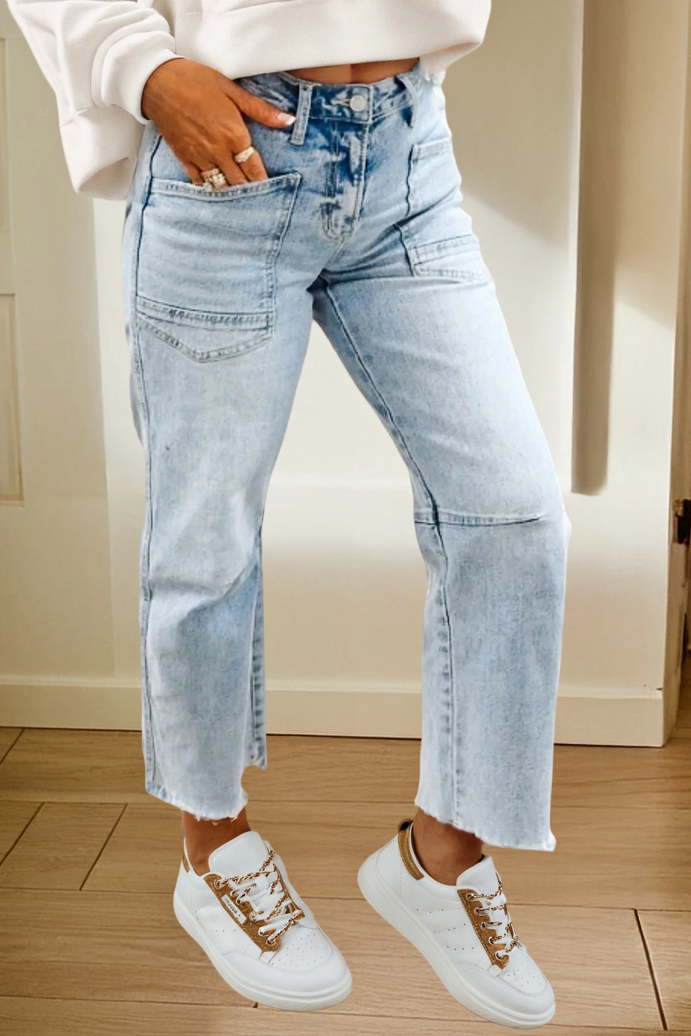 Frayed Light Wash Denim