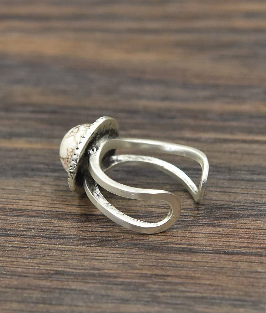 White Turquoise Adjustable Ring