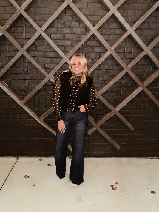 Polka Dot Mesh Top