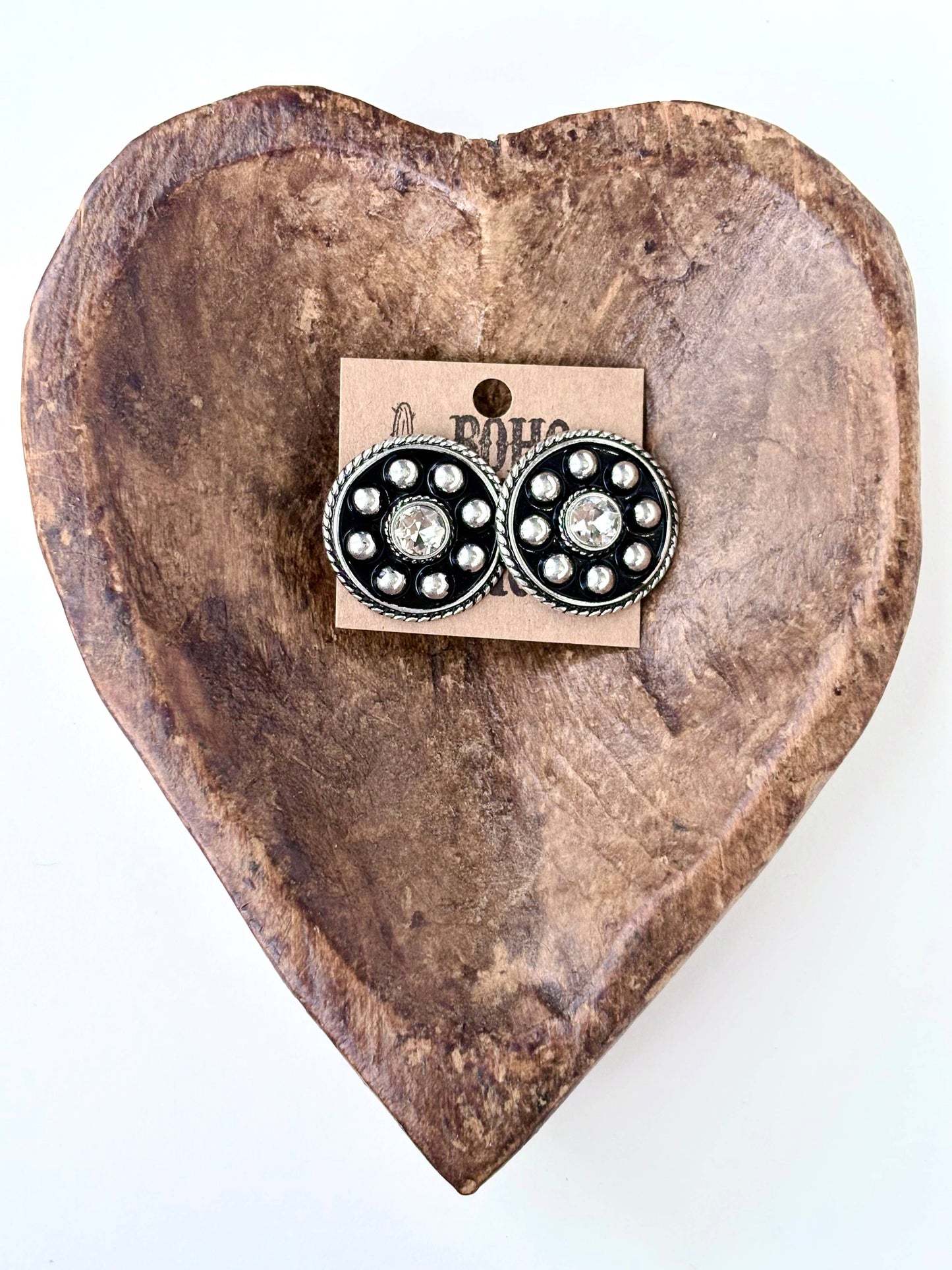 Round Rhinestone Stud Earrings
