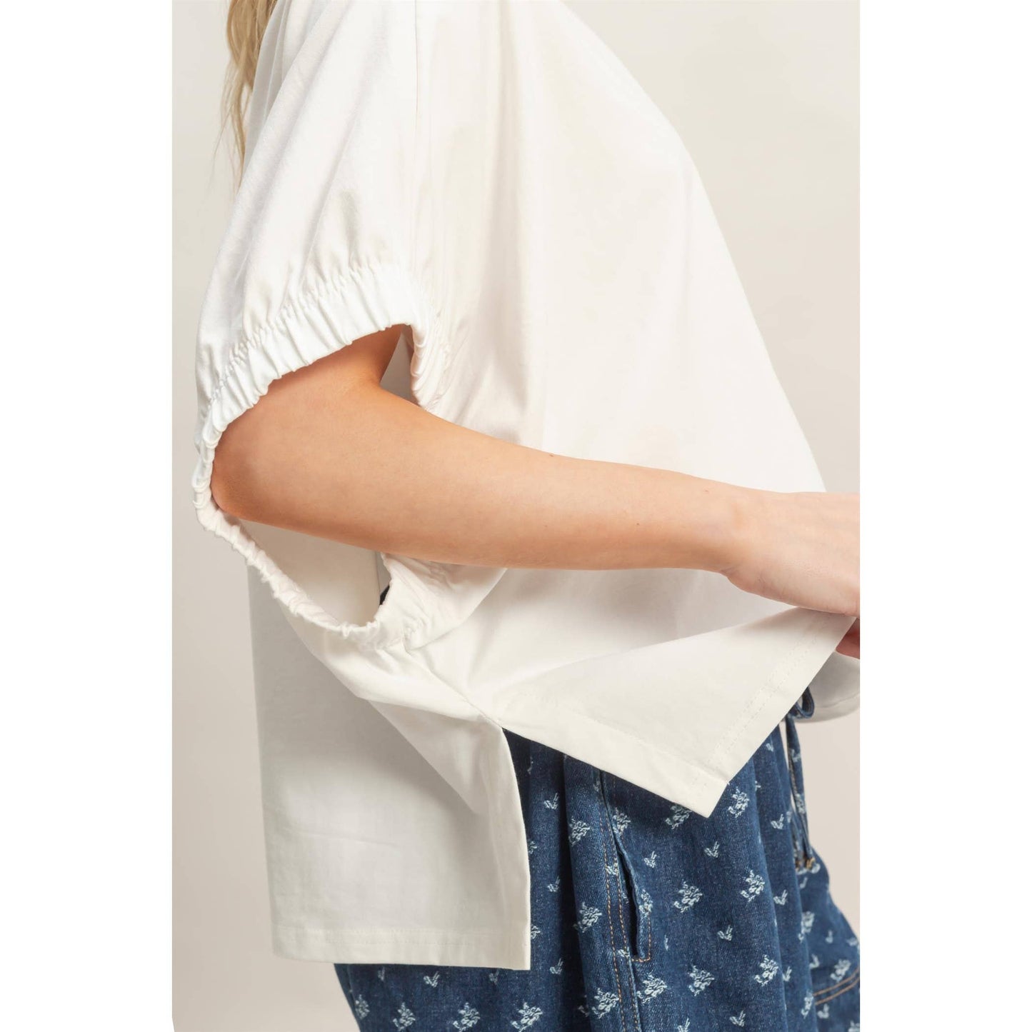 Oversized Elastic Cuff Blouse