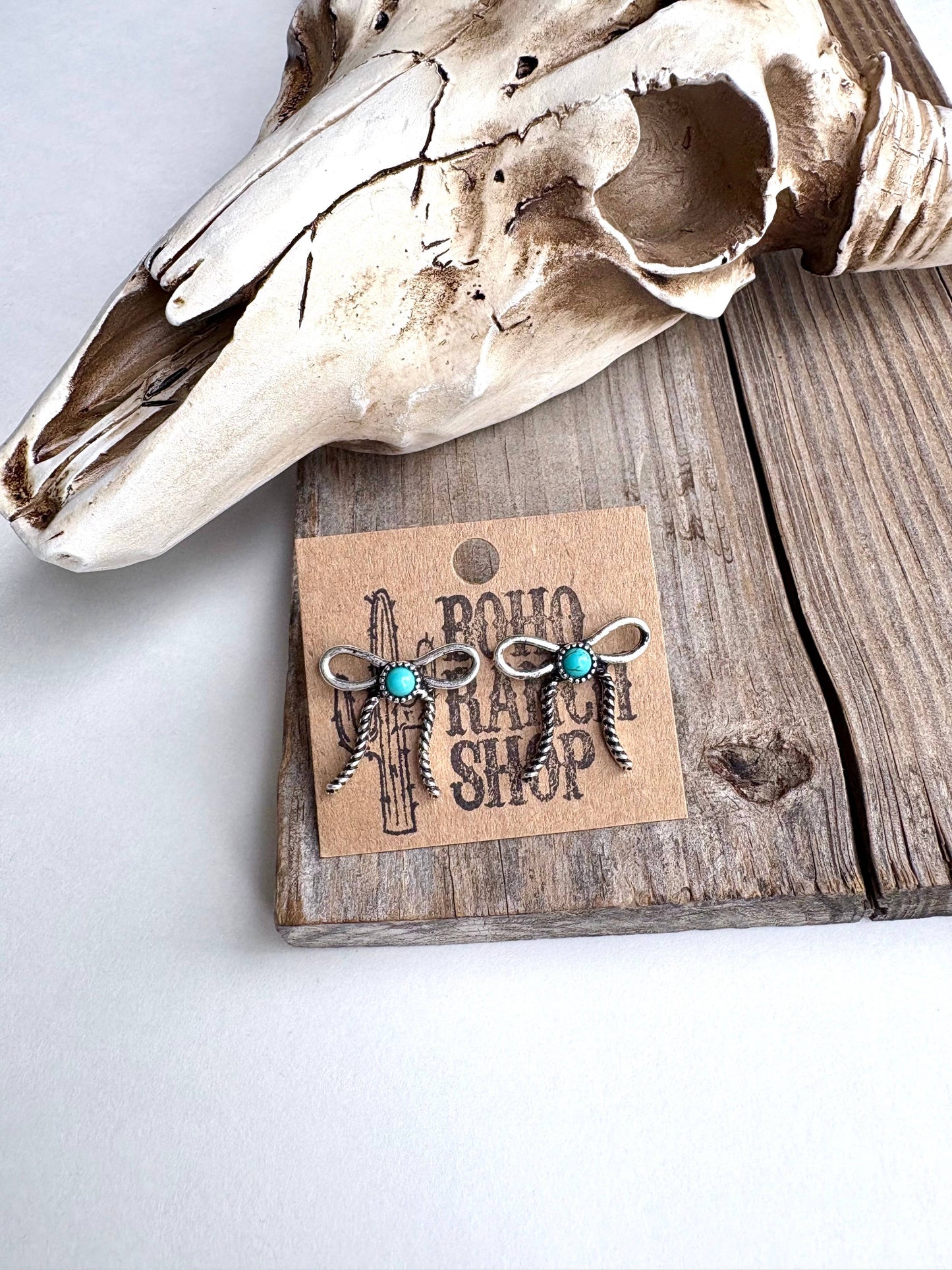Western Bow Stone Stud Earrings