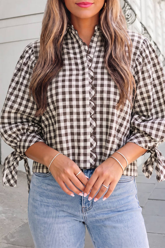 Gingham Tie Blouse