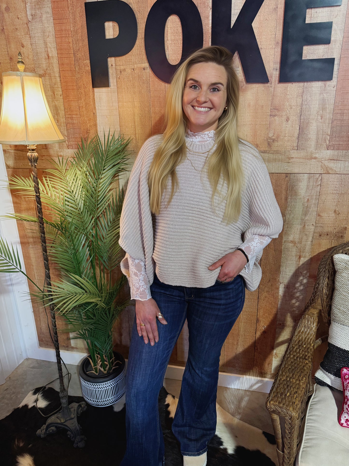 Crew Neck Poncho Sweater