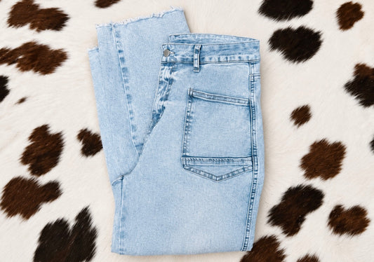 Frayed Light Wash Denim