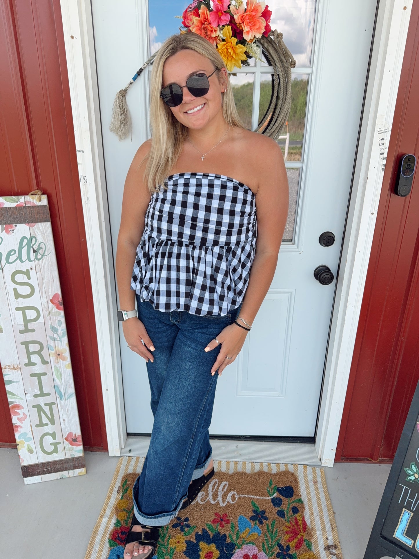 Gingham Bubble Tube Top