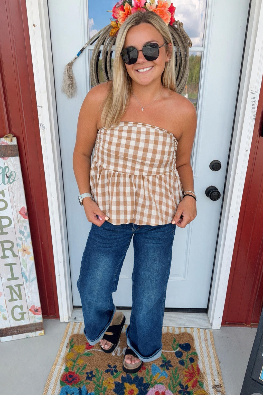 Gingham Bubble Tube Top