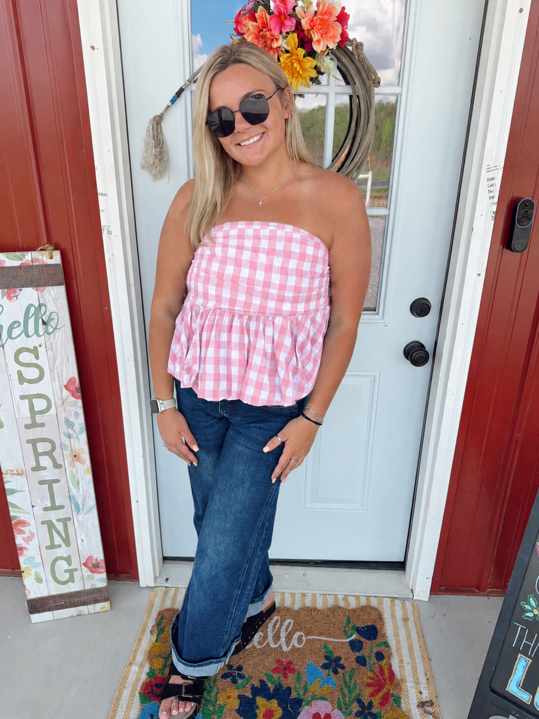 Gingham Bubble Tube Top