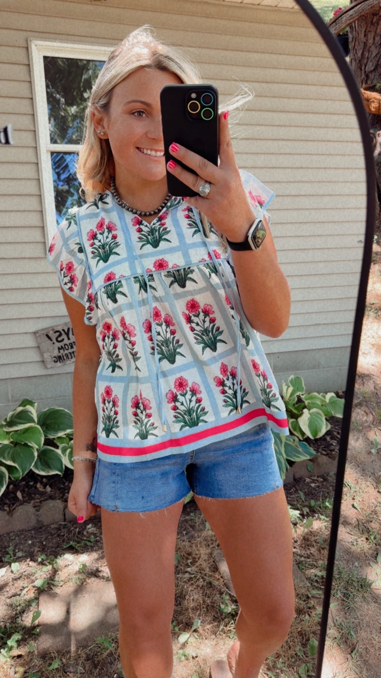 Floral Flutter Sleeve Blouse