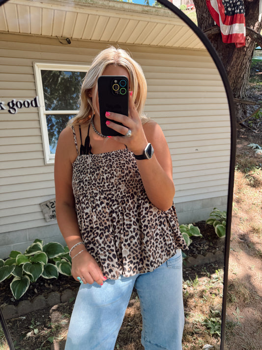 Leopard Spaghetti Strap Tank