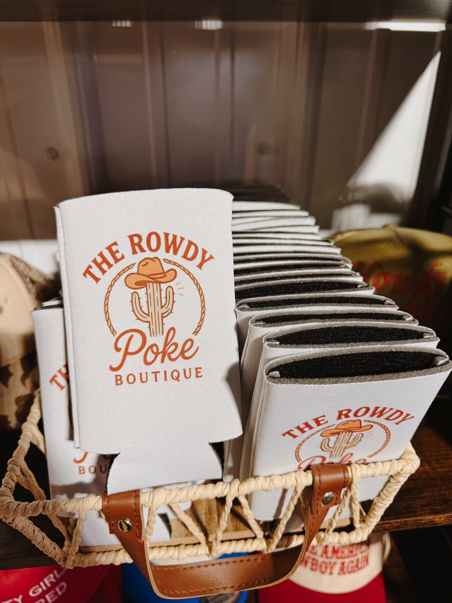 White Rowdy Poke Koozie
