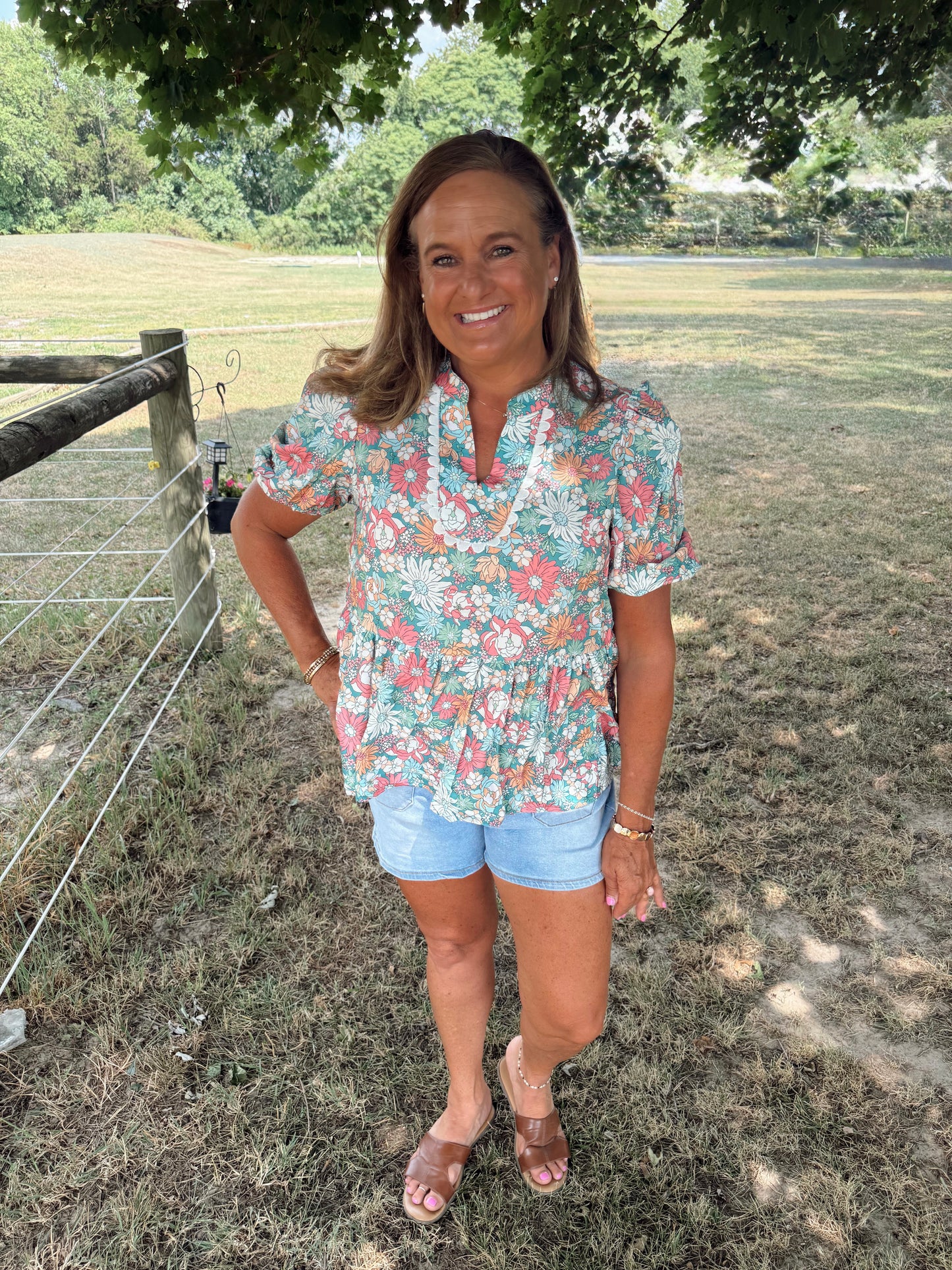 Floral Notched Neck Blouse