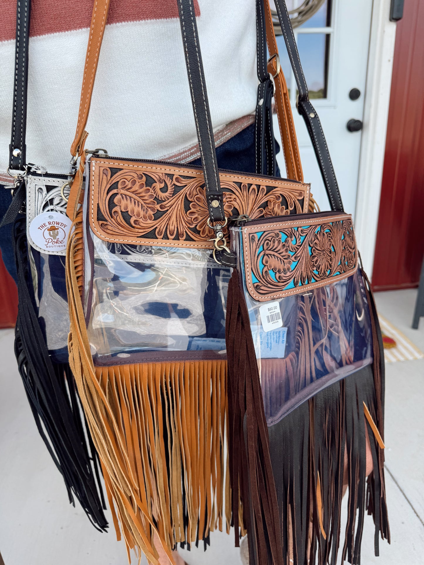 Hand Tooled Clear Purse Crossbody