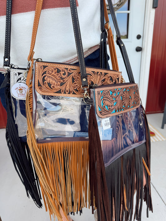 Hand Tooled Clear Purse Crossbody