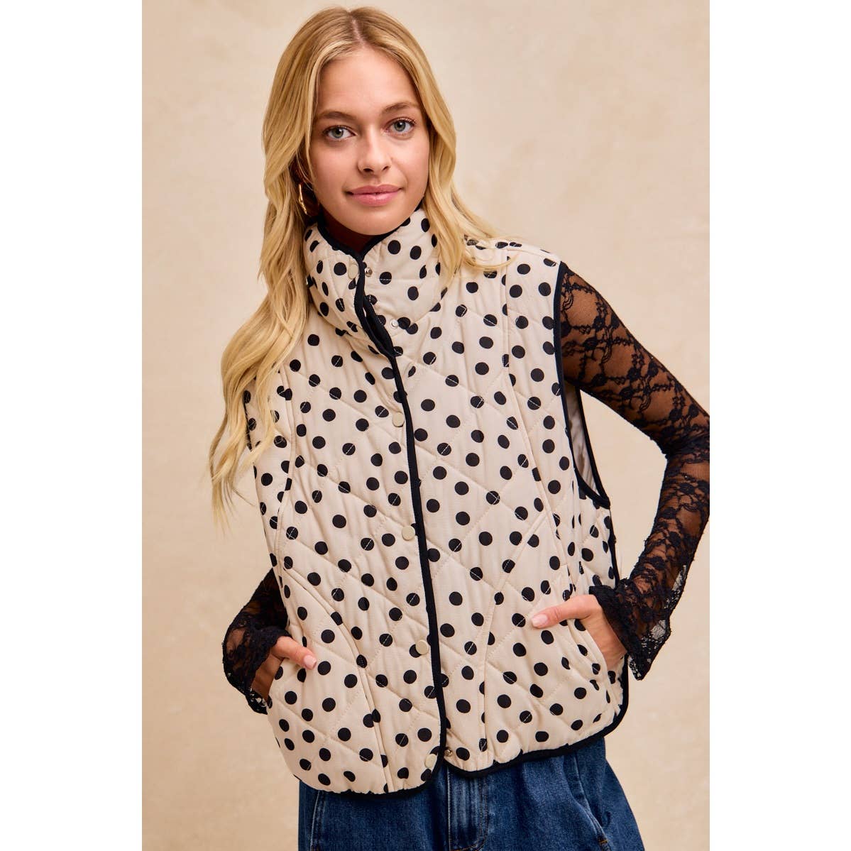 Polka Dotted Quilted Vest