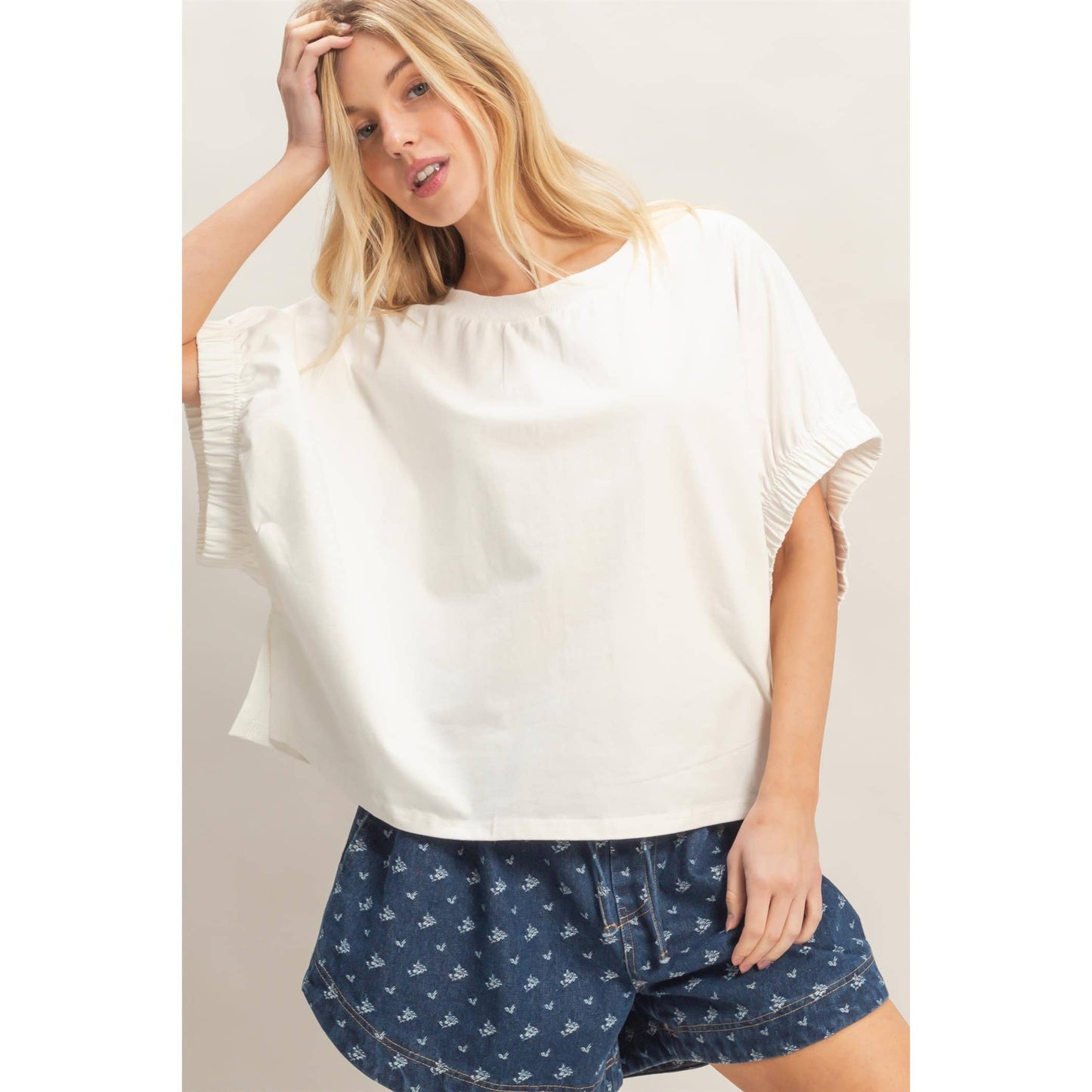 Oversized Elastic Cuff Blouse