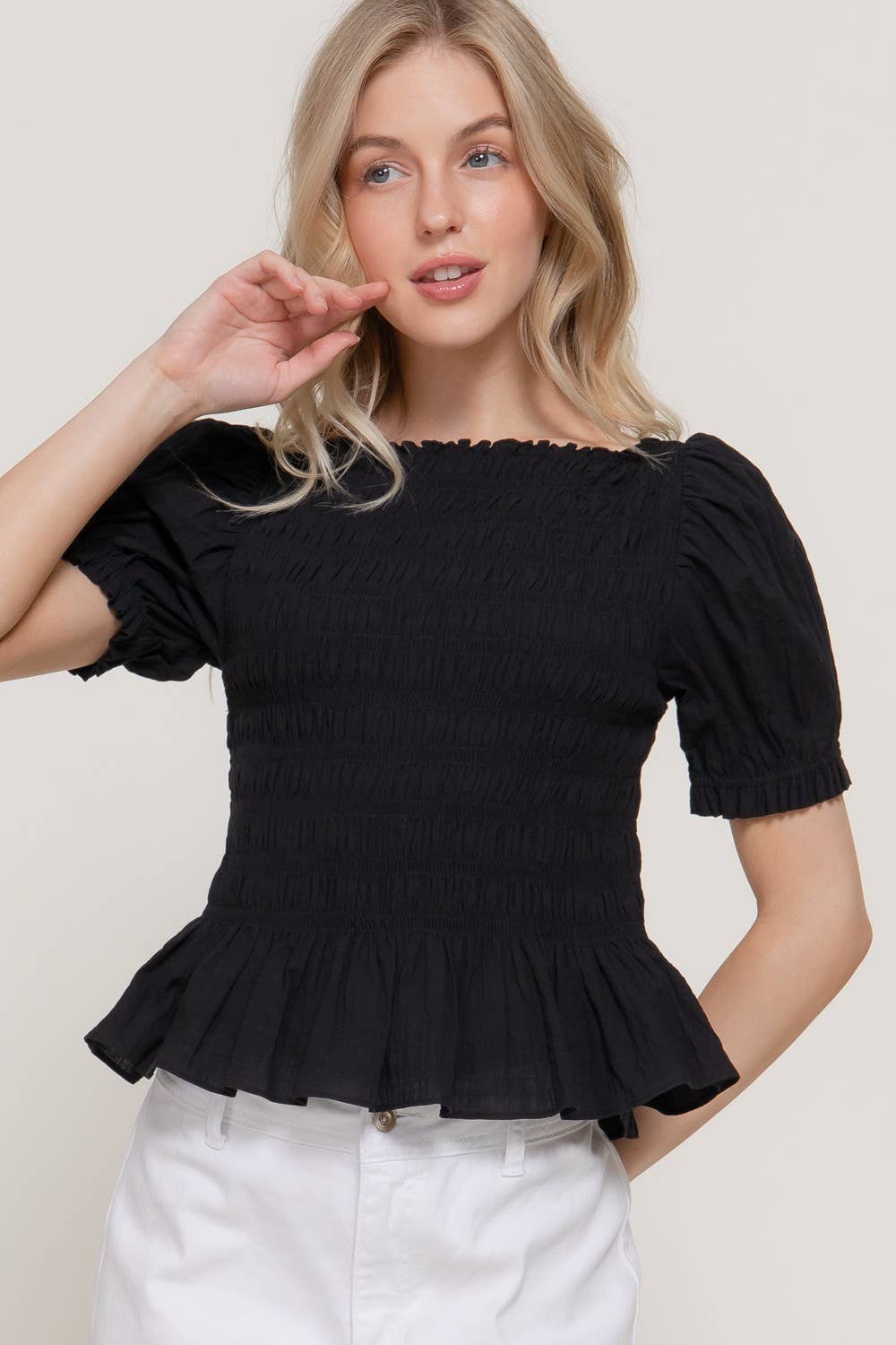 Puff Smocked Detail Top