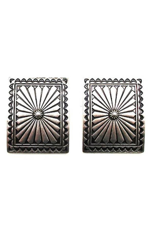 WESTERN CONCHO POST EARRINGS- Square