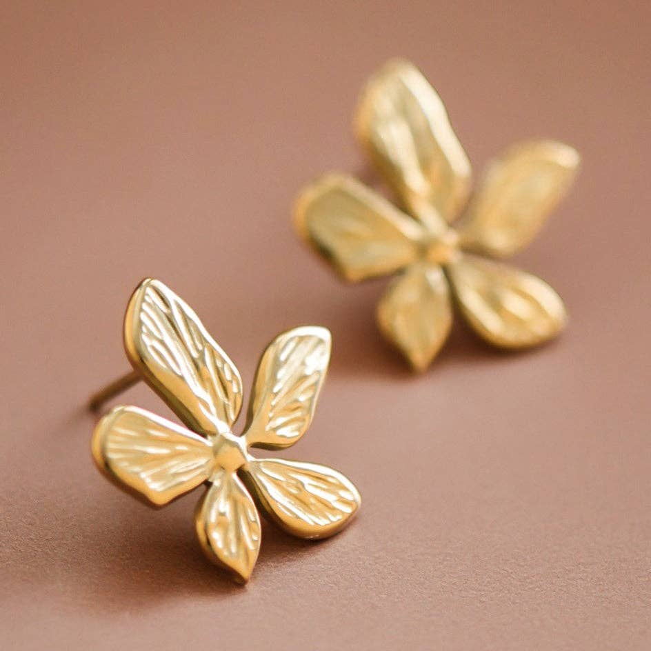 Gold Flower Stud Earrings