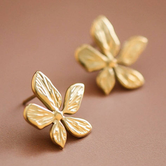 Gold Flower Stud Earrings