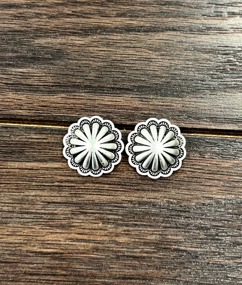 Brass Concho Stud Earrings