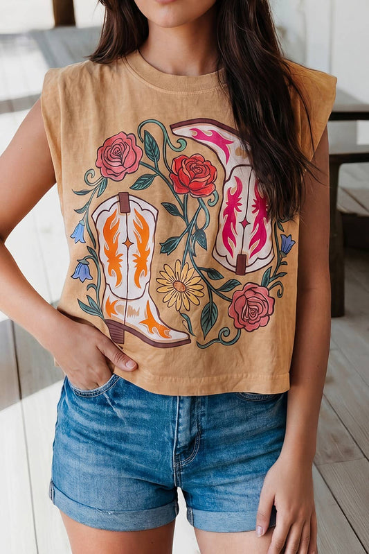 Western Floral Print Tee