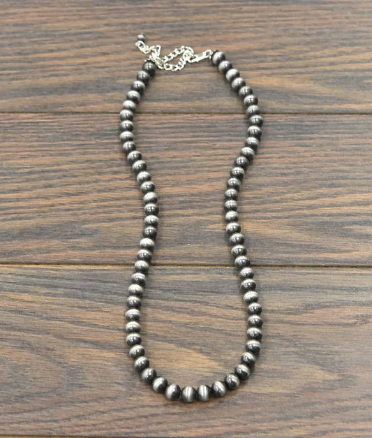 24" Handmade 10mm Navajo Bead Necklace