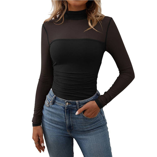 High Neck Sheer Long Sleeve