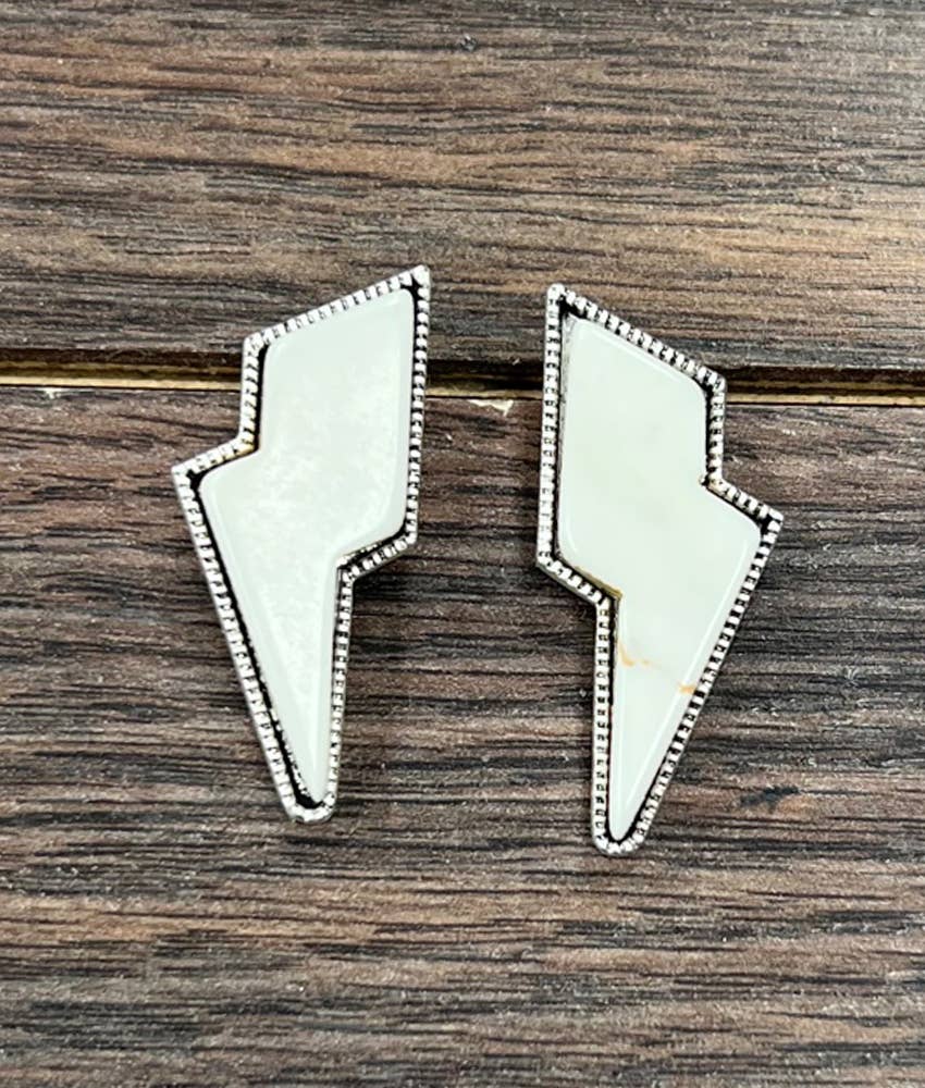 Bolt White Turquoise Stud Earrings
