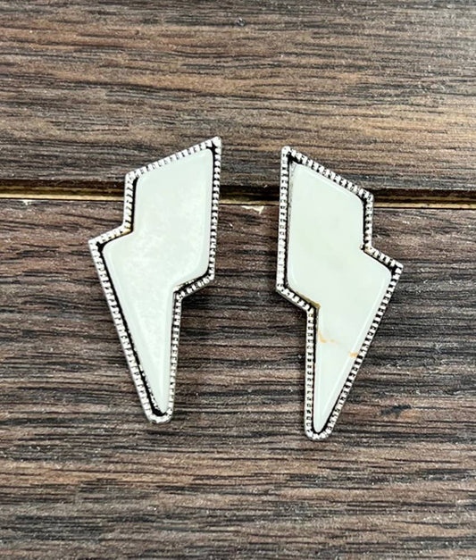Bolt White Turquoise Stud Earrings