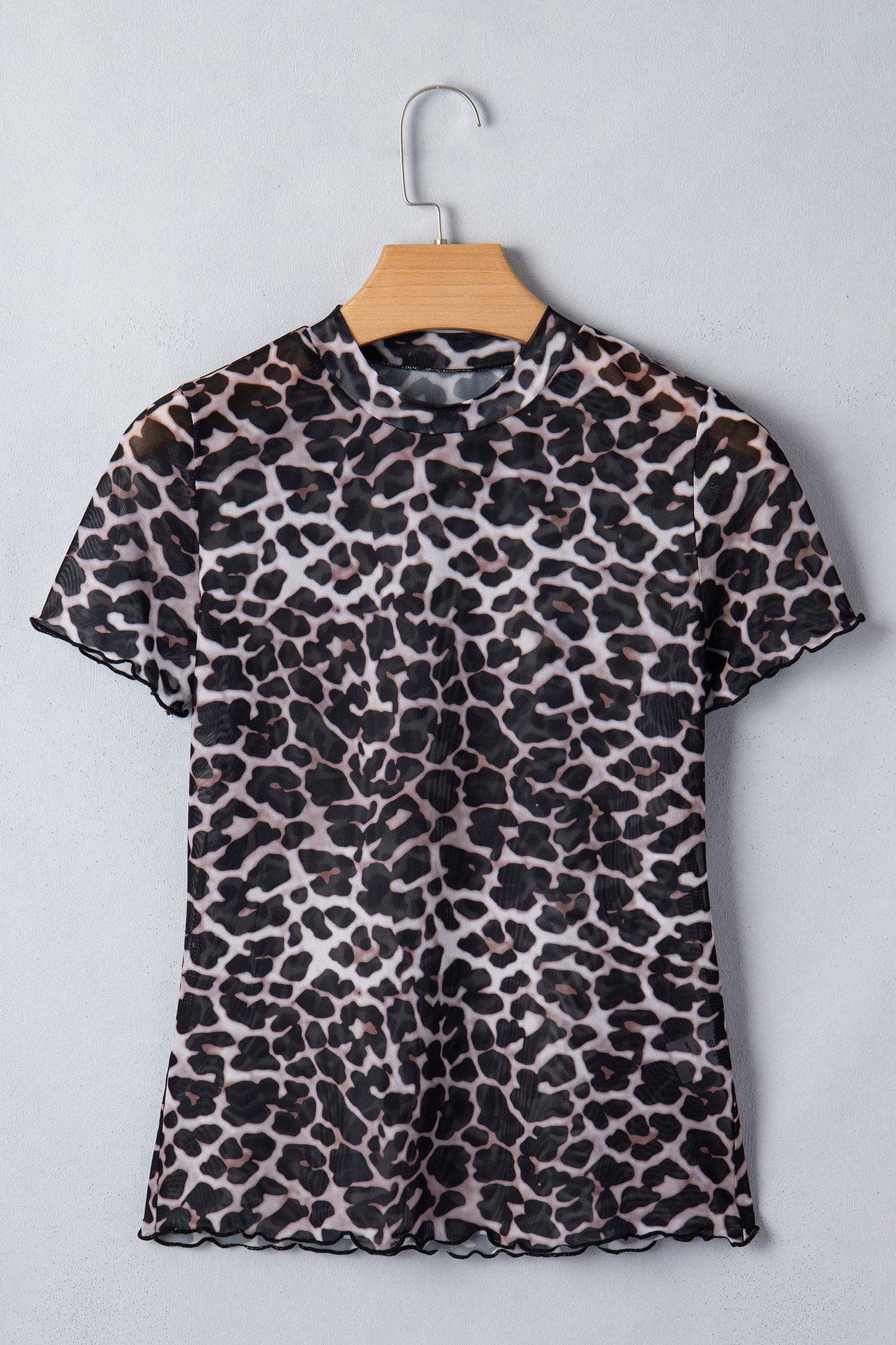Leopard Mesh Short Sleeve Top