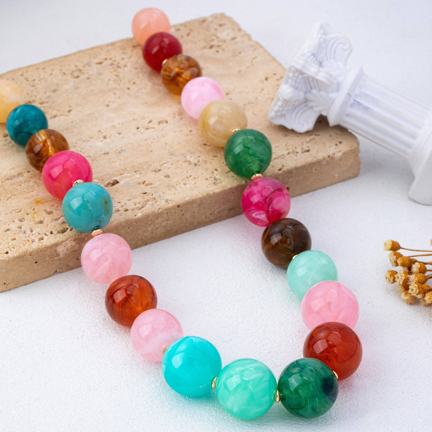 XL Beaded Gemstone Necklace