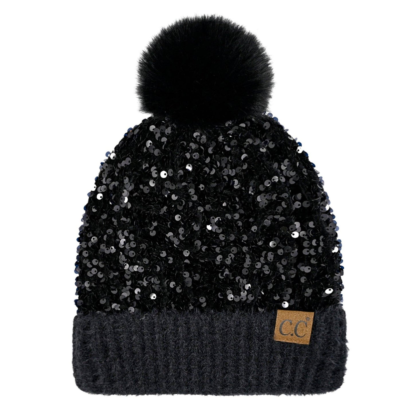 CC Kids Sequin Fur Pom Beanie - Kids Hat