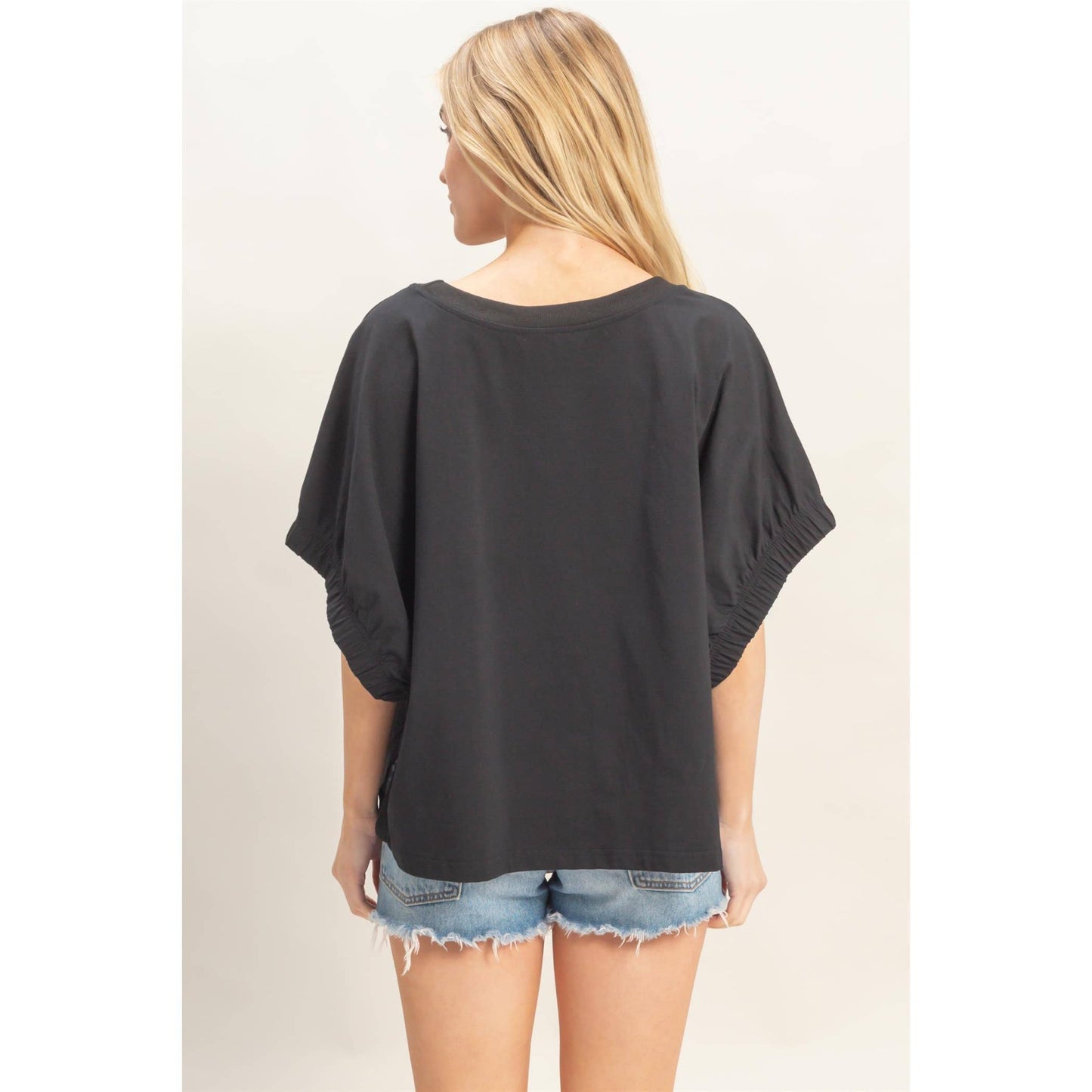 Oversized Elastic Cuff Blouse