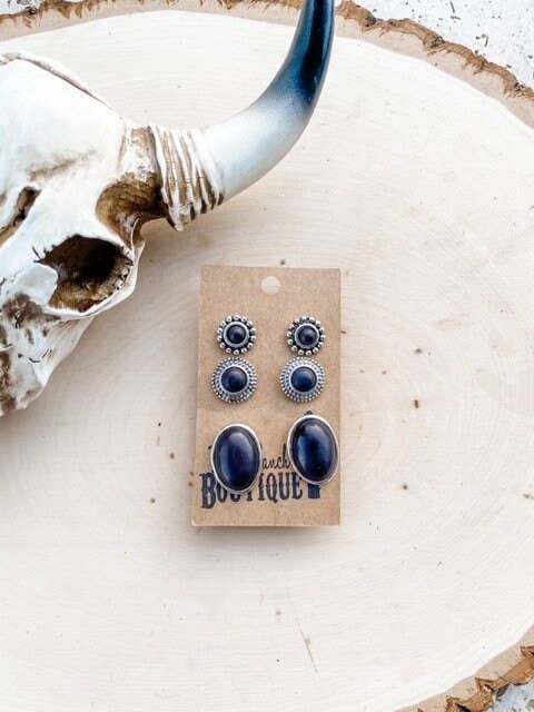 3 Pair Western Southwestern Jewelry Set Earrings Studs